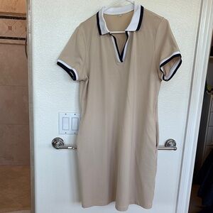 Beige Polo Dress with Black and White Trim